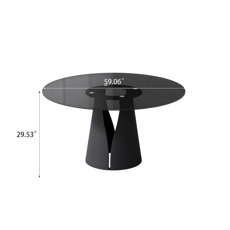 Modern Round White Dining Table，Sintered Stone Tabletop, Solid Black Carbon Steel Base