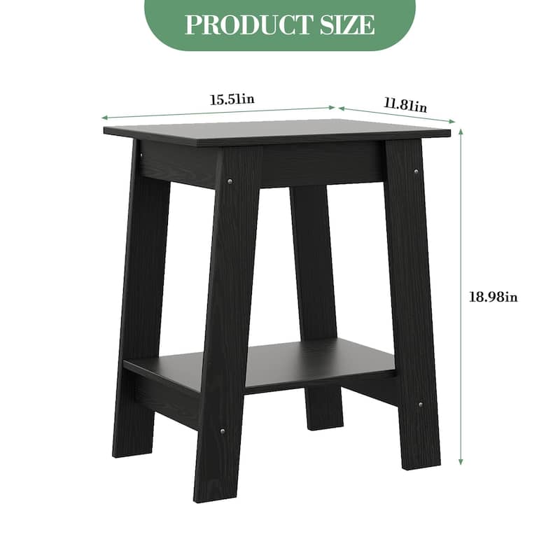 , Rustic Side Table with Storage Shelf, Small Center Table