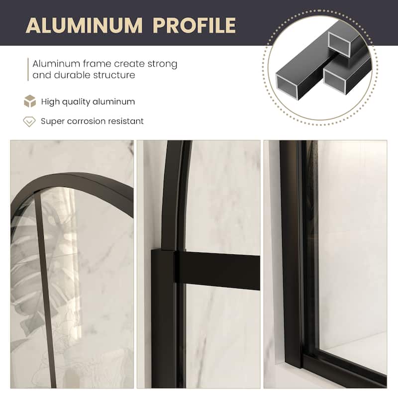 Aranaz Fixed Single Panel Framed Shower Door with Clear Glass - 34" W x 78" H