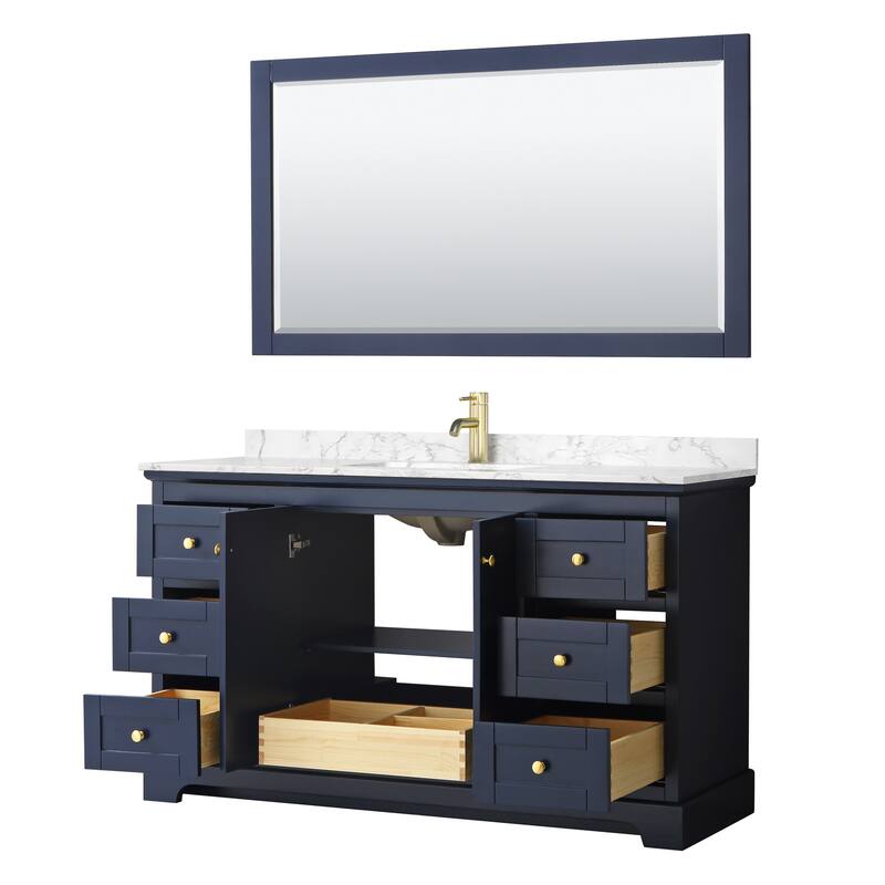 Avery 60 Inch Single Vanity, Cultured Marble Top, 58 Inch Mirror