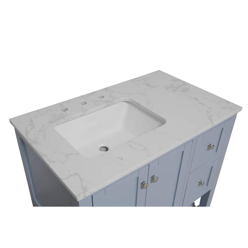KitchenBathCollection Lakeshore 36" Bathroom Vanity with Engineered Carrara Top