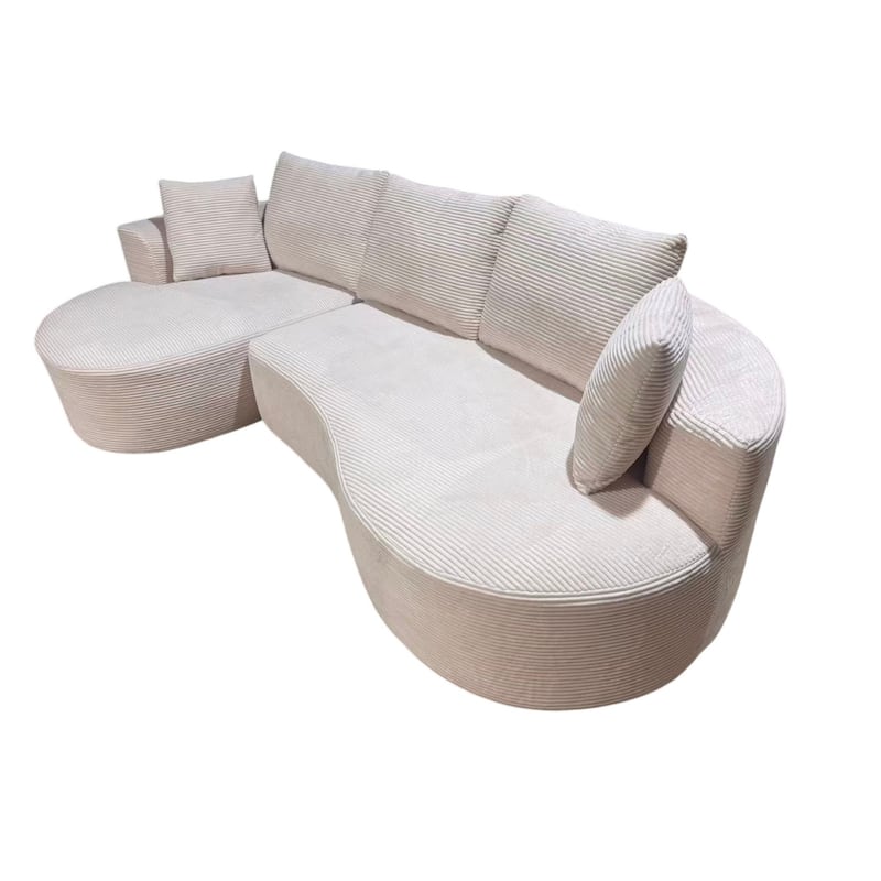 111.55" L-Shaped Corduroy Sectional Sofa, No Assembly Required