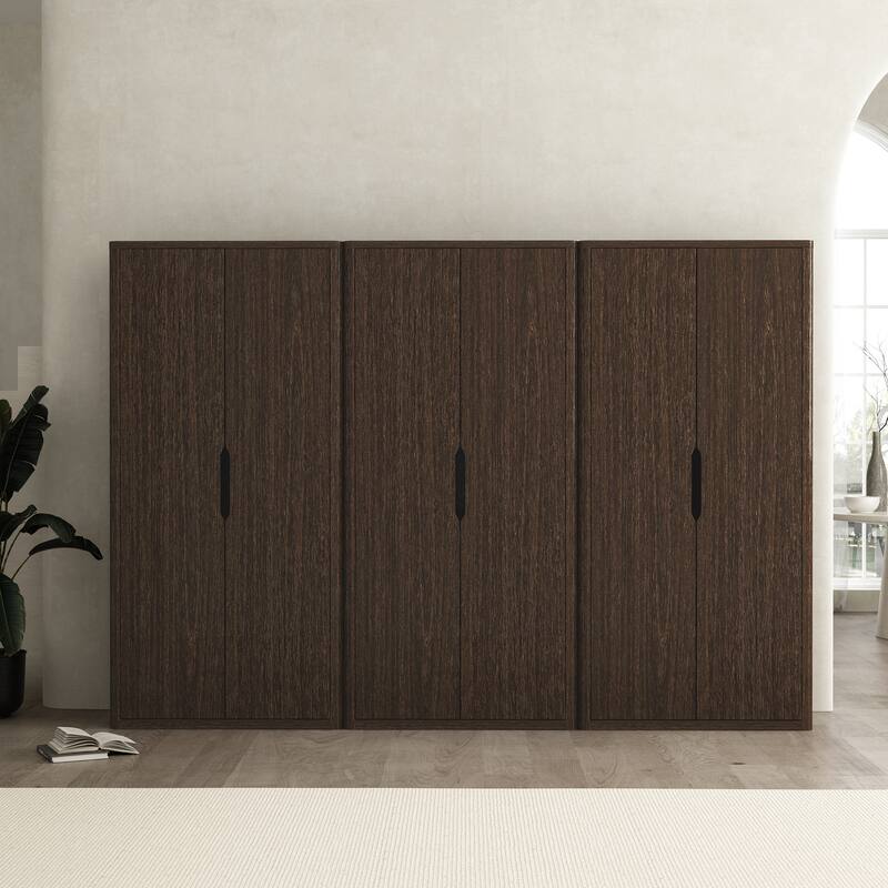Manhattan Comfort Rivington Modern 38 In Bookcase Cabinet - Walnut - Set of 3