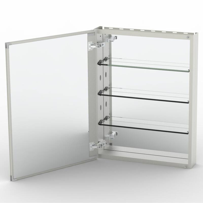 23" x 30" Rectangular Aluminum Surface Mount Medicine Cabinet with Mirror and Shelves - 23" x 30"
