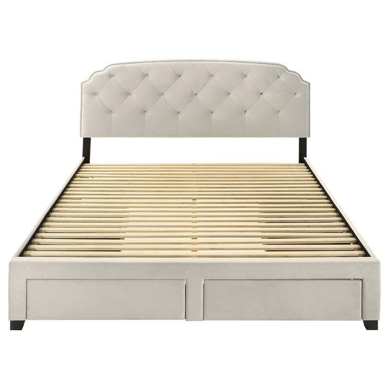 Marianna 4-drawer Upholstered Storage Bed Cream