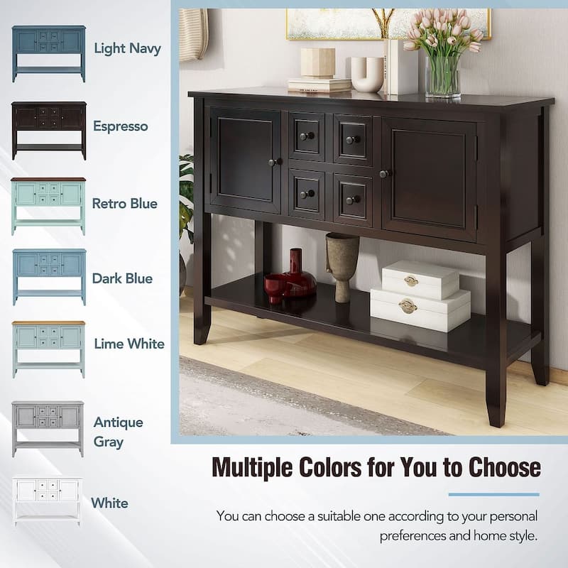 46 "W Modern Vintage Storage Dresser with Four Small Drawers and Bottom Shelf