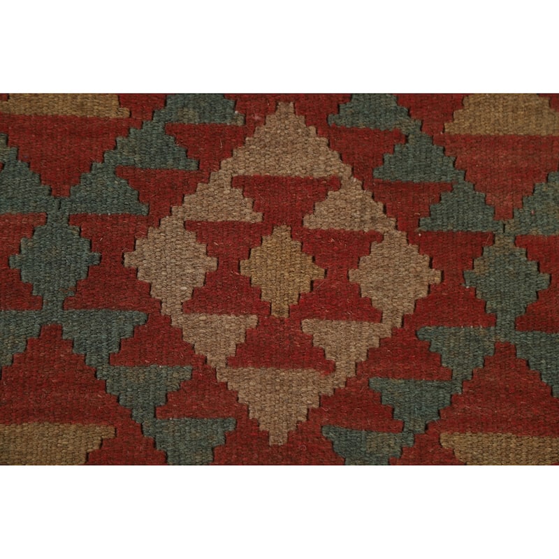 Hand Woven Oriental 100% Wool Carpet Southwestern Geometric Multi-Colored Kilim Area Rug - 10' 0'' X 6' 10''