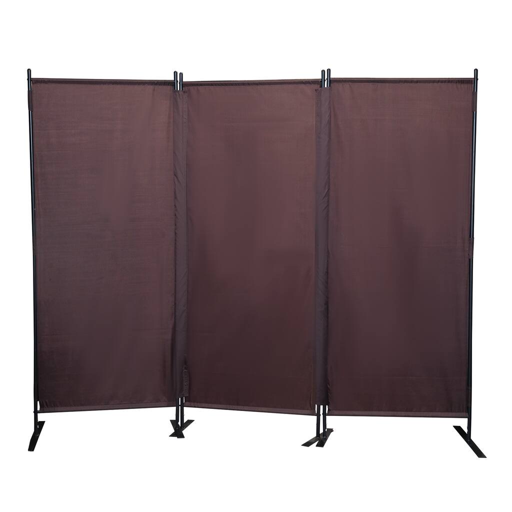 3-Panel Folding Privacy Screen w/ Metal Standing