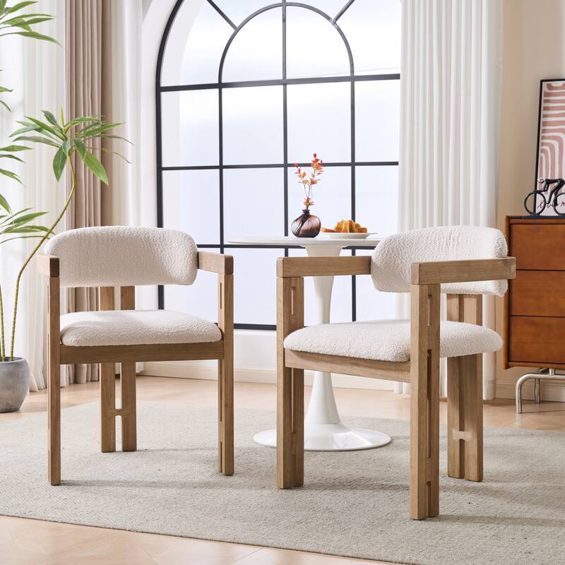 Christopher Knight Home - Modern Wooden Upholstered Dining Chair with Round Back - Set of 2 - Beige+Natural