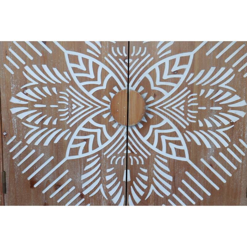 Accent Cabinet with 4 Doors, Pantry Cabinet Buffet Cabinet with Carved Doors, Wood Media Cabinet Console Cabinet