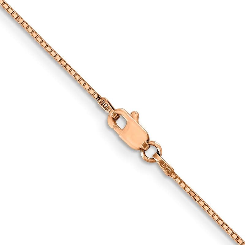 Curata 14k Rose Gold 10" 0.9mm Box Link Chain Ankle Bracelet