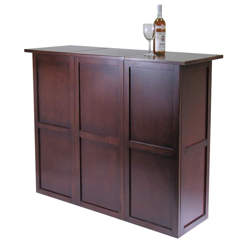 Newport Expandable Entertainment Wine Bar, Walnut - 50 x 17.87 x 40.16 inches