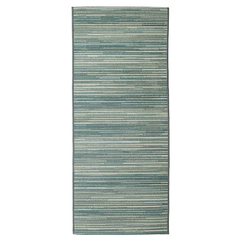 Liora Manne Marina Stripes Indoor/ Outdoor Area Rug - 1'11" x 4'11" - Aqua