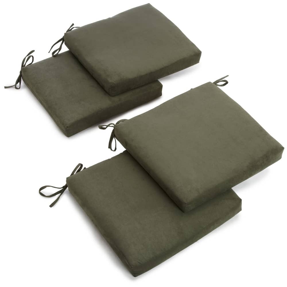 20-inch by 19-inch Microsuede Chair Cushion with Ties (Set of 1, 2, or 4)