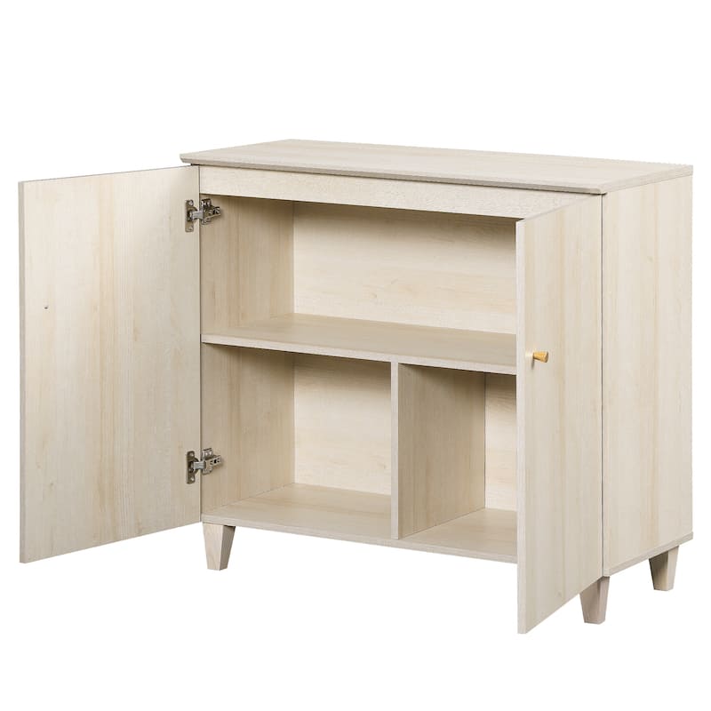 Wood Dresser with 2 Drawers and 3 Cabinets for Bedroom, 83" Wide