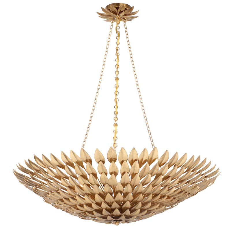 Broche 8 Light Antique Gold Ceiling Mount - 30'' W x 7'' H