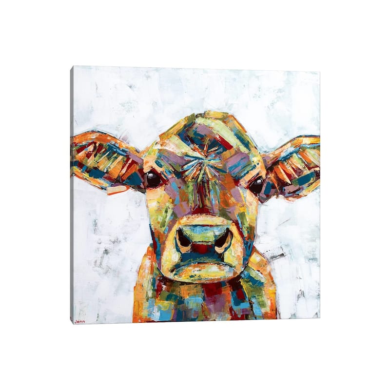 iCanvas "Jersey Cow- White" by Jennifer Seeley Canvas Print