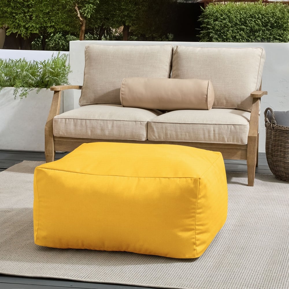 Sorra Home Sunbrella Outdoor Knife Edge Solid Bean Pouf