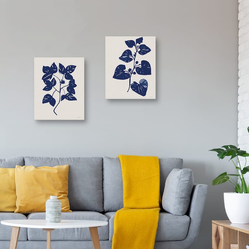 Indigo Botanical I, Indigo Botanical II by Stellar Design Studio Canvas Art Prints