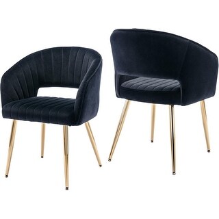 Modern Velvet Upholstered Dining Chairs Set of 2 with Gold Metal Legs ...