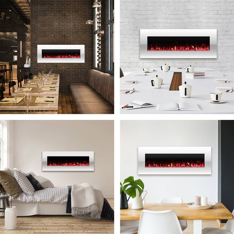 Northwest 50-Inch Wall Electric Fireplace, White