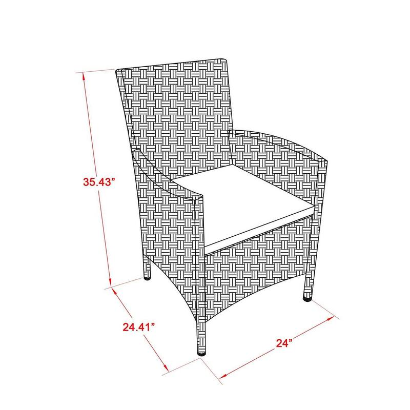 Outdoor Patio Wicker Chair - Cream Finish - Weather Resistant Seating - 35.5