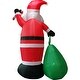 preview thumbnail 3 of 5, Fraser Hill Farm 10-Ft. Tall Prelit African American Santa Holding Toy Sack Inflatable