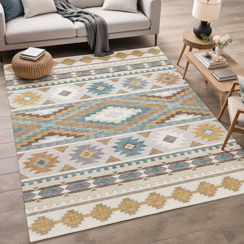 Machine Washable Indoor/ Outdoor Modern Ottawa Chantille Rug