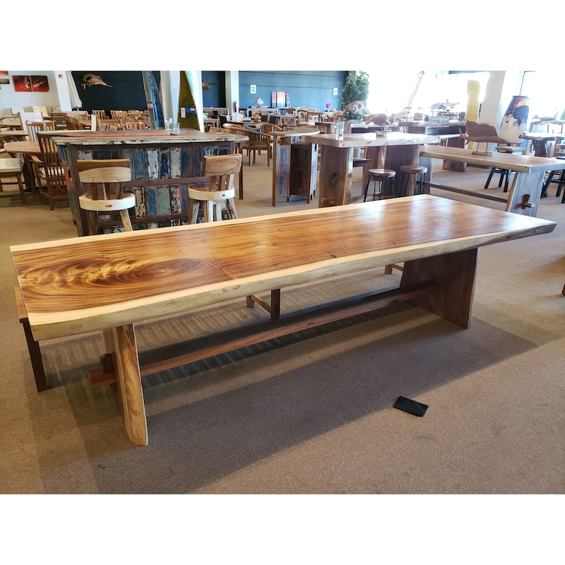 Chic Teak Suar Live Edge Unique Slab Dining Table - 118" Long (Table Only)