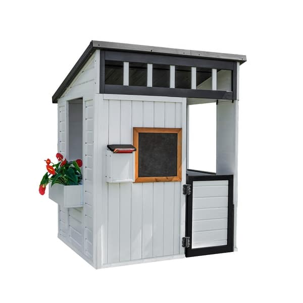 slide 2 of 11, Backyard Discovery Caraway Cottage White Cedar Playhouse, Play Kitchen - 4'2" x 3'7" White - 4'2" x 3'7" - Kids