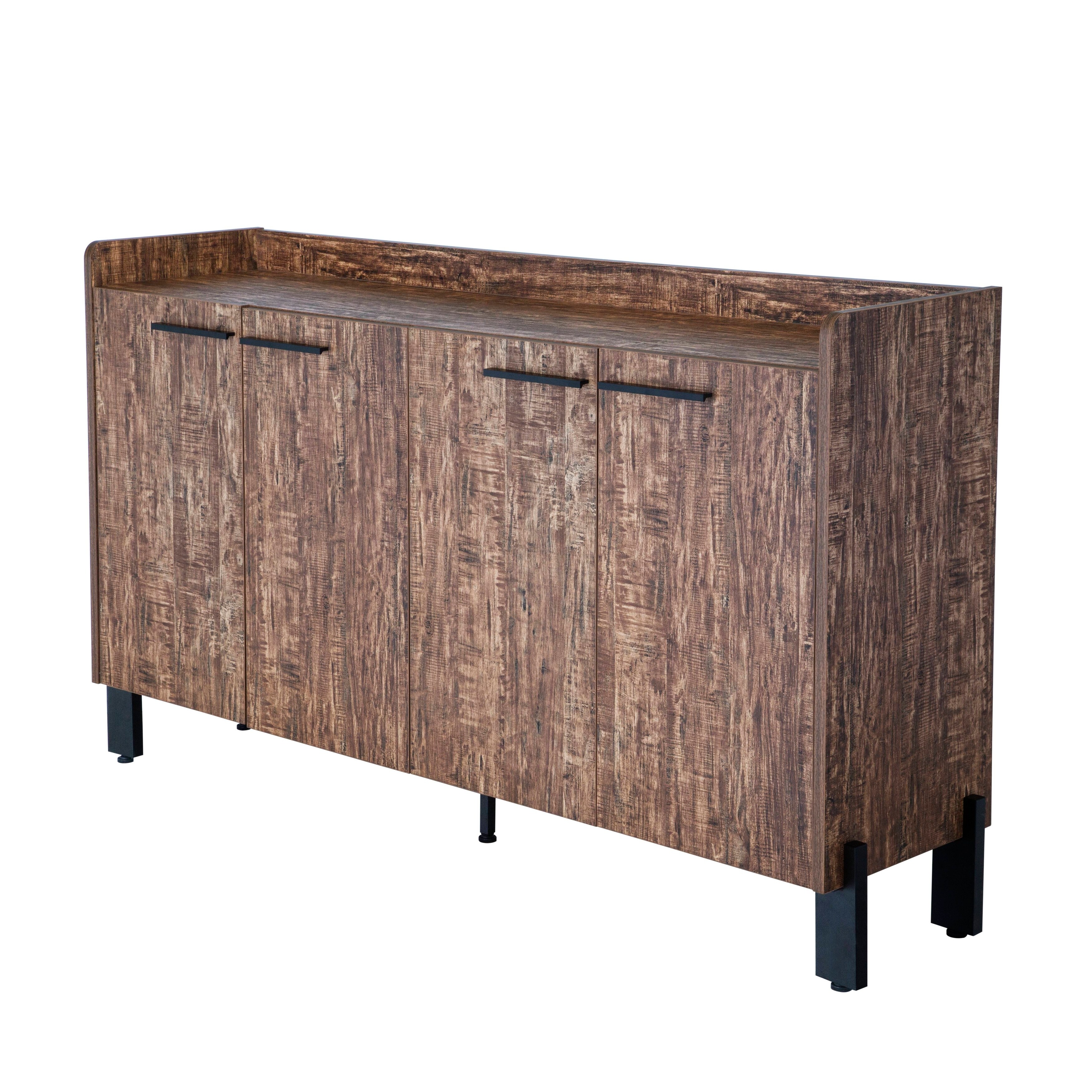 FC Design 62 W Freestanding Buffet Table Sideboard with Two Storage Cabinet in Distressed Grey Finish