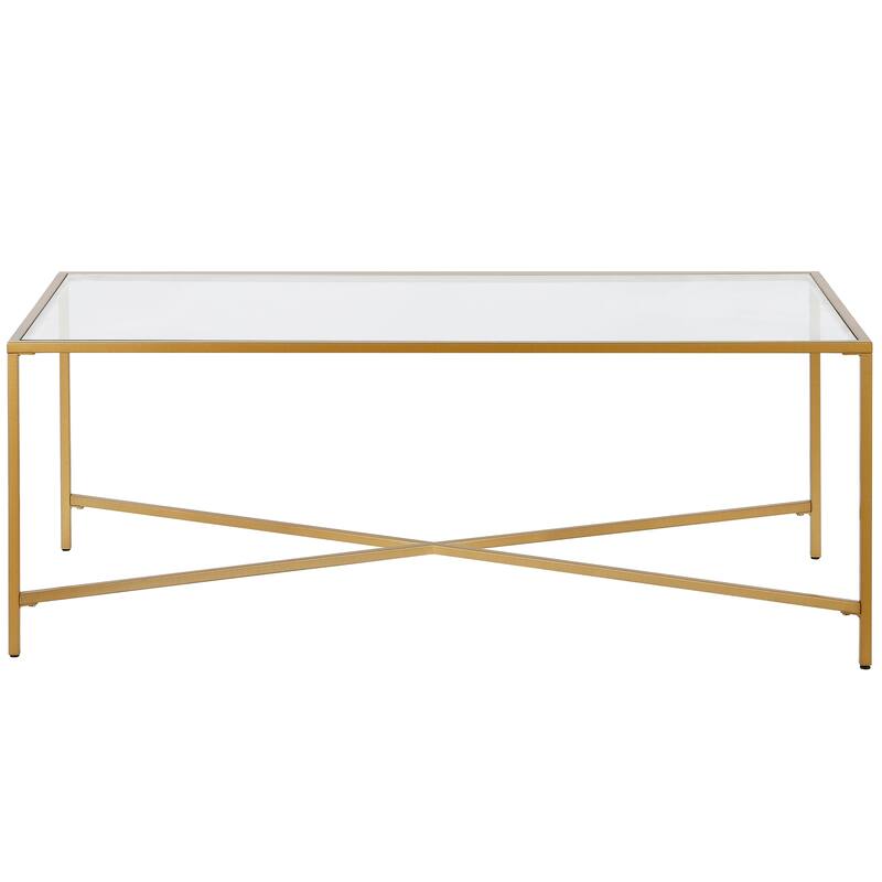 Henley 48'' Wide Rectangular Coffee Table with Glass Top