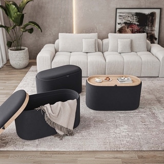 Storage Ottoman Comfortable choice, multiple functions, classic design, and cozy corners with Reversible Wooden Tray Top,