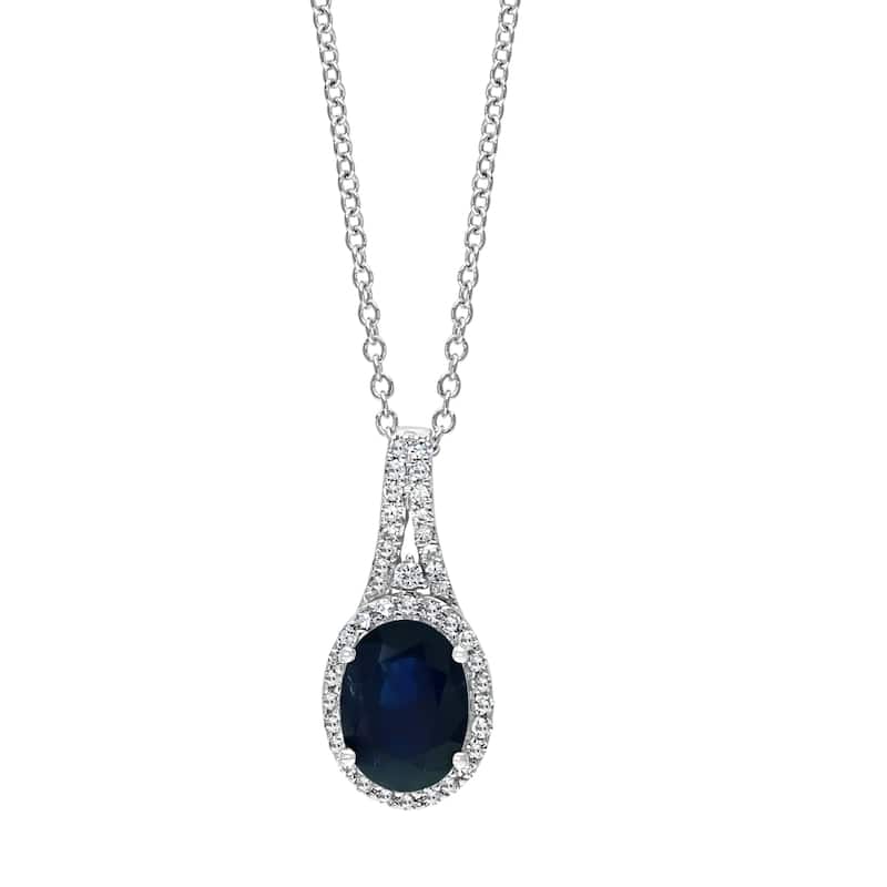 EFFY 14K Gold Diamond Natural Sapphire Pendant Necklace