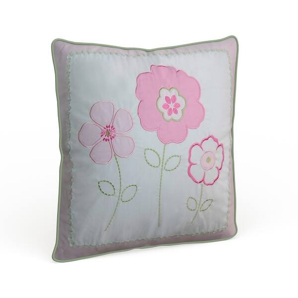 Sunfish Pastel Floral Decorative Pillow Green Multi Color Pink White Applique Embroidered Nature Glam Cotton One Sunfish Pastel Floral Decorative Pillow Green Multi Color Pink White Applique Embroidered Nature Glam Cotton One