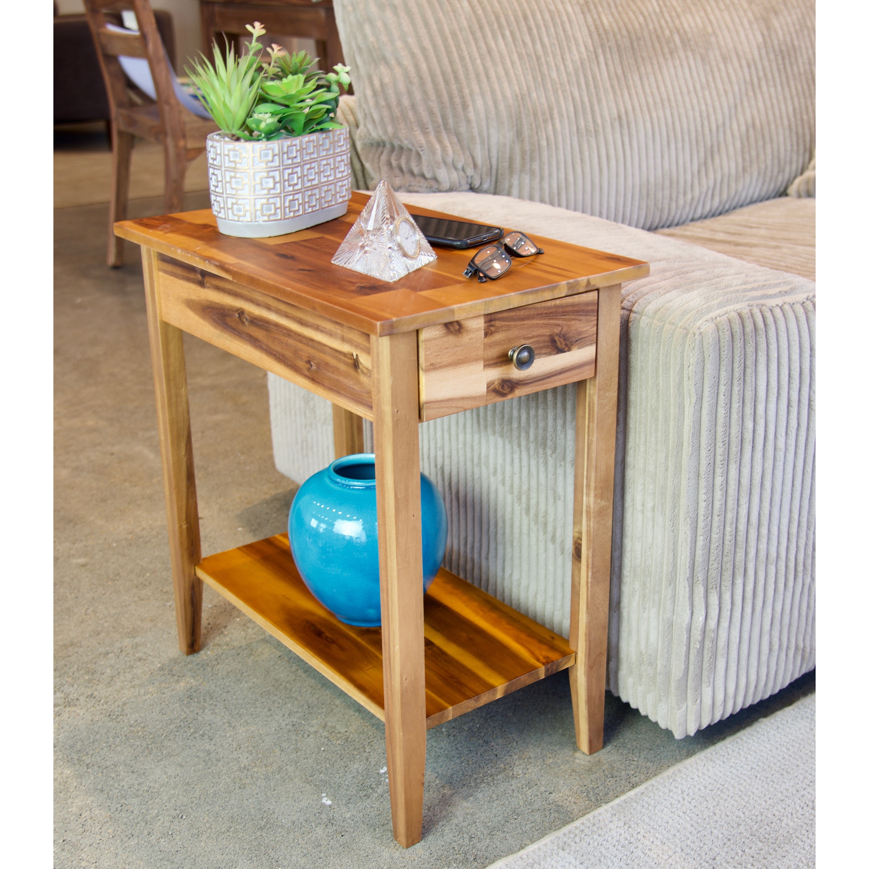 Shop Porch Den Holly Hill Solid Acacia Recliner End Table Overstock 30549028