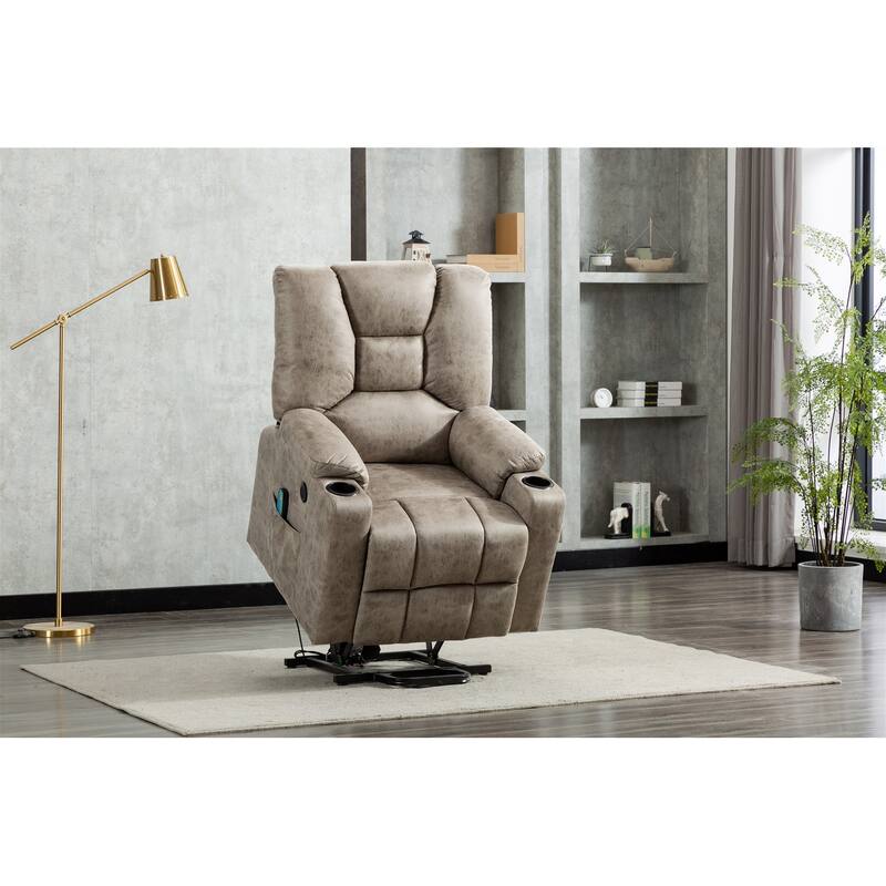 Microfiber Power Motion Heating Message Recliner with USB Charge Port
