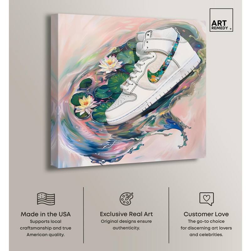 Lilypads Sneaker Splash Canvas by Art Remedy, Gallery Wrapped