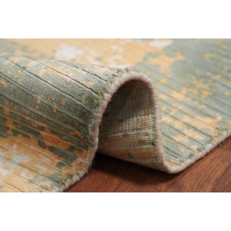 Hand Knotted Oriental Viscose Silk Carpet Modern All-Over Oranges & Rust Abstract Area Rug - 5' 10'' X 3' 10''