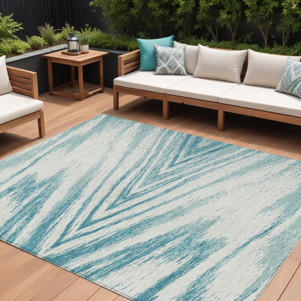 HomeRoots Abstract Transitional Rectangle Outdoor Rug