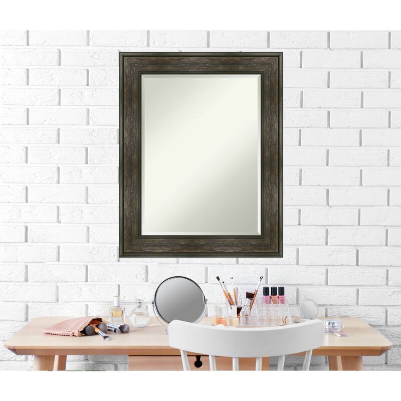 Beveled Wall Mirror - Rail Rustic Char Frame - Rail Rustic Char