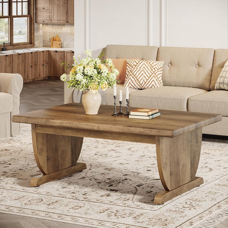 47" Brown MDF Coffee Table, Rectangle Center Living Room Table