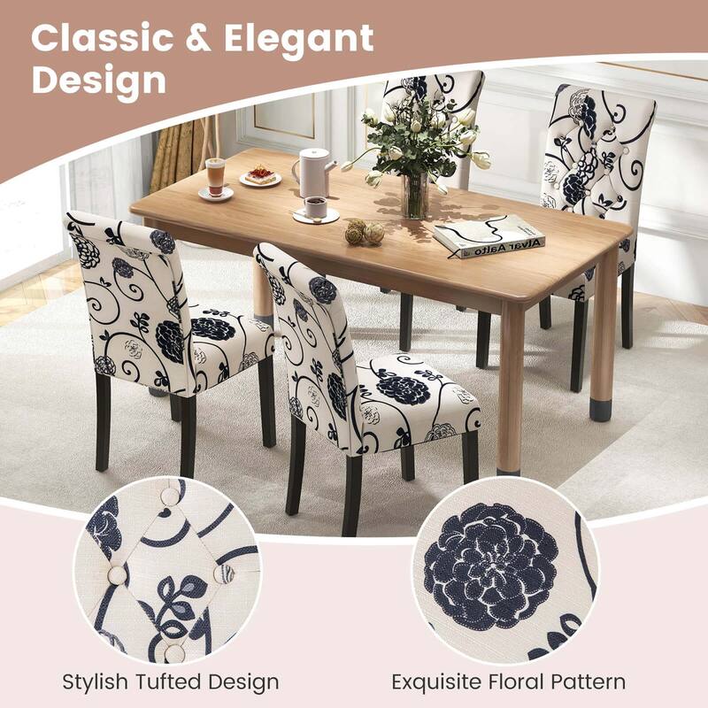 Costway Set of 2 Parsons Upholstered Fabric Chair with Wooden Legs
