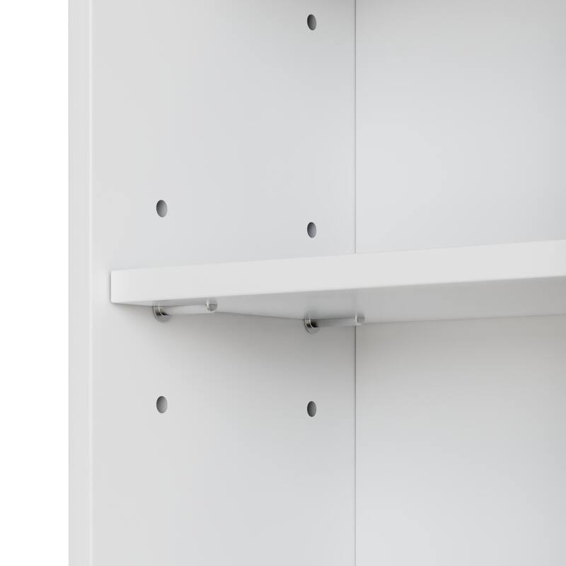 Javlergo Tall 7-Tier Adjustable Corner Bookcase with Drawer MDF Storage Shelf for Living Room Bedroom Kitchen and Entryway