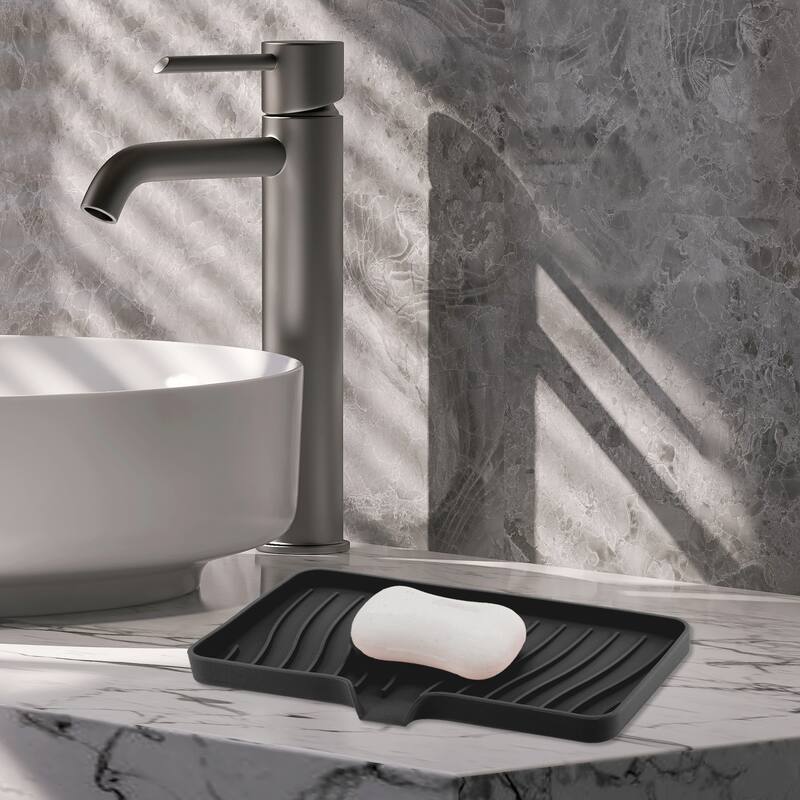 Waterproof Soap Holder with Draining for Bathroom 1 Pc - Black - 10.04"x5.51"x0.79"