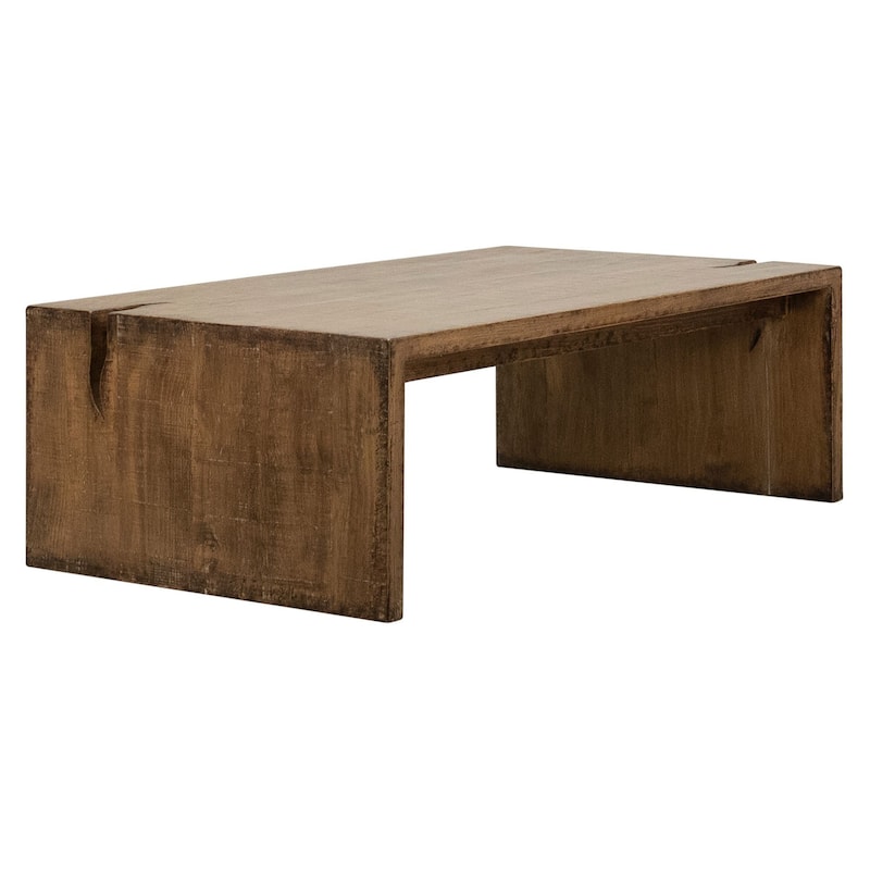 Evie Reclaimed Pine Waterfall Coffee Table, Espresso