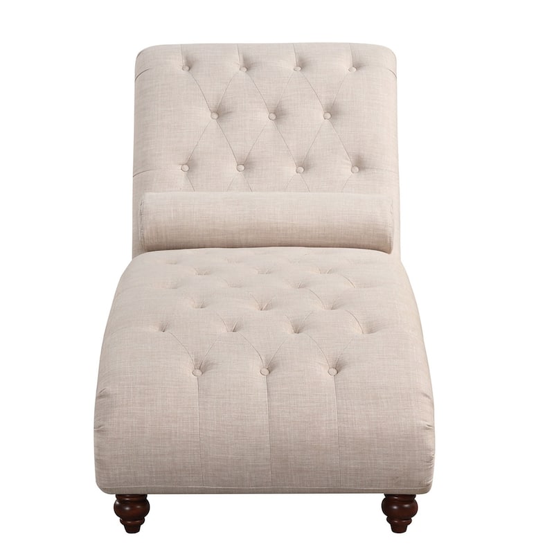 Modern Armless Velvet Chaise Lounge Indoor Chair with 1 Bolster Pillow