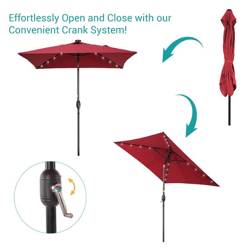 BONOSUKI 6.5x6.5Ft LED Patio Market Umbrella Weather-Resistant Frame
