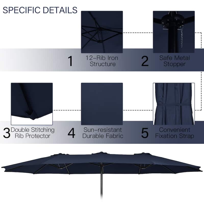 Costway 15FT Double-Sided Twin Patio Umbrella Outdoor Market with - See Details