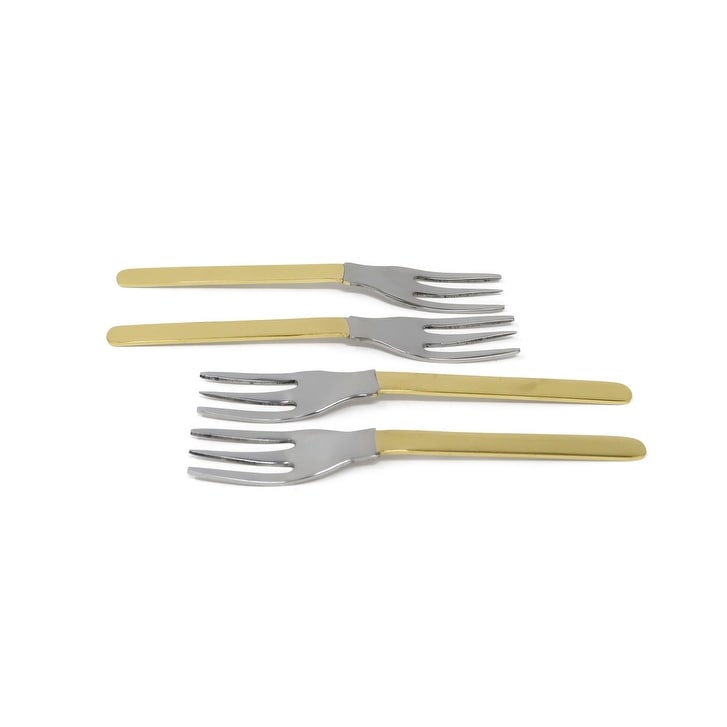 Gold and White Dessert Spoons/Forks, Set of 4